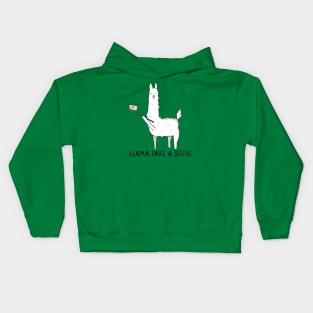 Llama Take A Selfie- Funny Llama Gifts Kids Hoodie